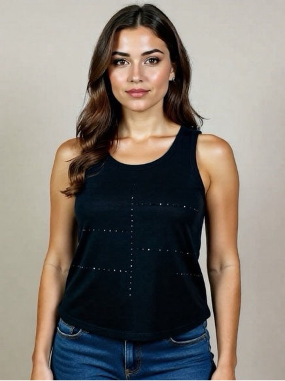 Women's Black Studded Tank Top